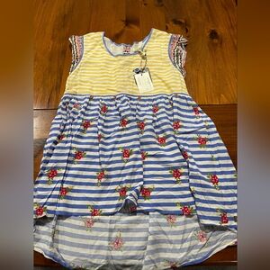 Nwt Matilda Jane Girls Striped Floral Yellow‎ Striped On My Mind Top Size Medium